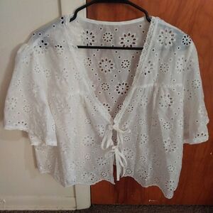 White Eyelet Women Top